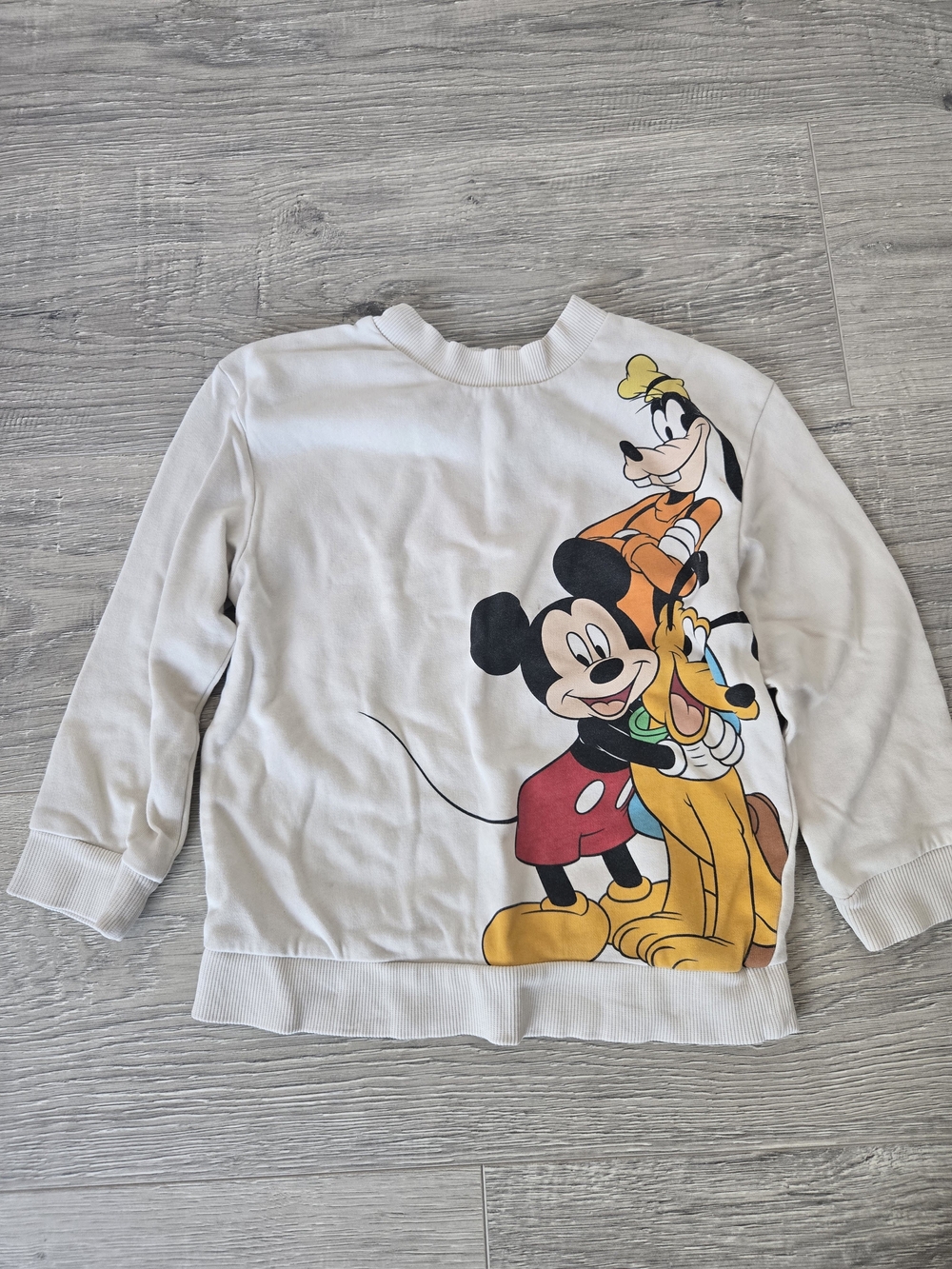 H&M White Kids Sweatshirt with Mickey, Goofy & Pluto Graphic